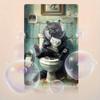 Décoration de Chambre 1 pièce Chat Noir Lisant le Journal sur les Toilettes Plaque Métallique - Décoration Murale Humoristique de Salle de Bain, Plaque Métallique Vintage, Amoureux Unique des Chats
