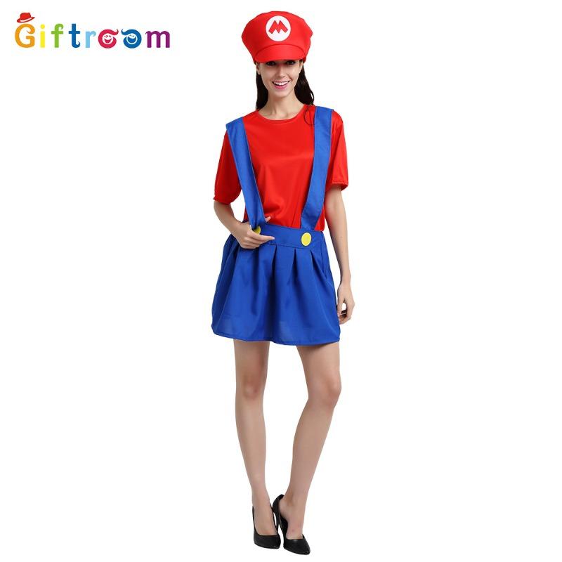 Halloween Adult Costume Masquerade Super Mary Adult Mary Dress Cartoon Game Uniform
