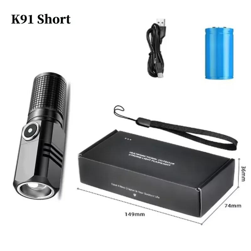 Super Bright XHP50 Mini LED Flashlight USB Rechargeable Zoom Aluminum Alloy Tactical Flashlight for Outdoor Camping Fishing