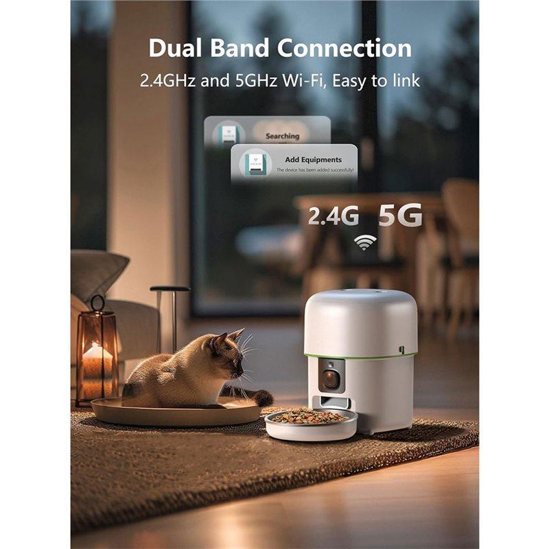 A25F-1080P HD Camera Automatic Cat Feeder With 5Gwifi Pet Cat Smart Food Kibble Dispenser Feeder For Cats Dog