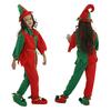 Різдвяний костюм ельфа для сім'ї, дорослих, дітей, наряд ельфа, червоно-зелений колор-блок, шапка ельфа, топ, штани та пояс, святкове вбрання для святкової вечірки для тата, мами, дітей