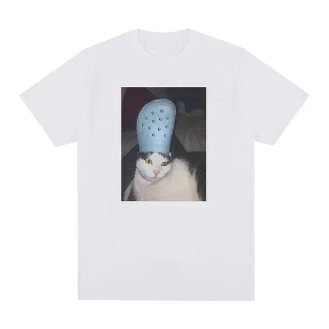 Funny Meme Cat Print Graphic T Shirt Men's Women Vintage High Quality Fashion T-shirts Tops O-Neck Oversized T-shirt