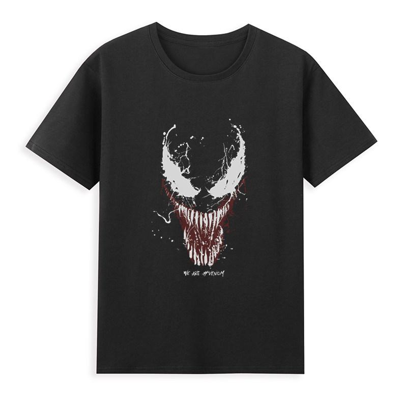 2026 Venom Marvel Peripherals Printed Childrens TShirt Roundneck Pure Cotton Family Clothing for Parents and Children