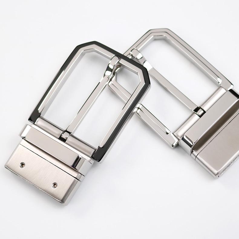 Men's Stainless Steel Double-Sided Rotating Pin Buckle for Perforated Belts
