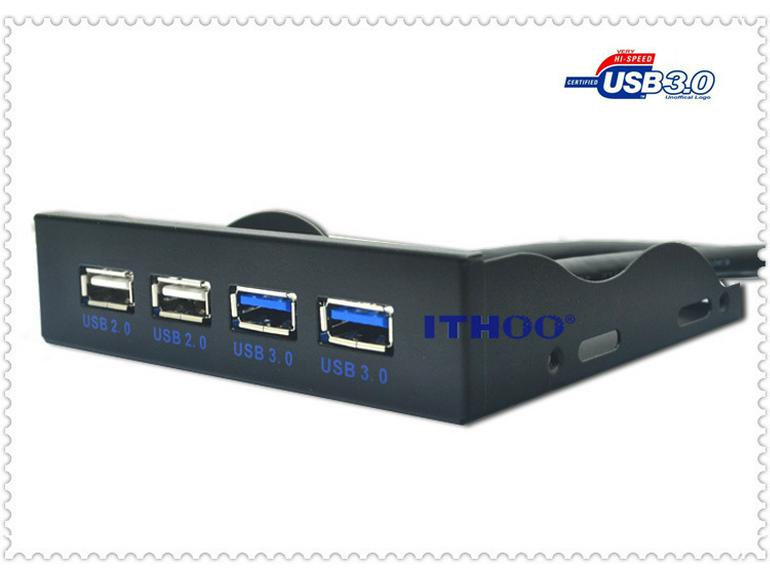 USB 3.0 Floppy Drive Bay Front Panel with 4 High-Speed U3+U2 Ports