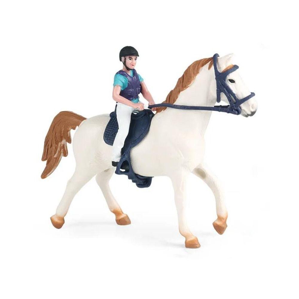 Simulation Rider and Horse Figurine Equestrian Rider Farm Animal Model Desktop Ornaments