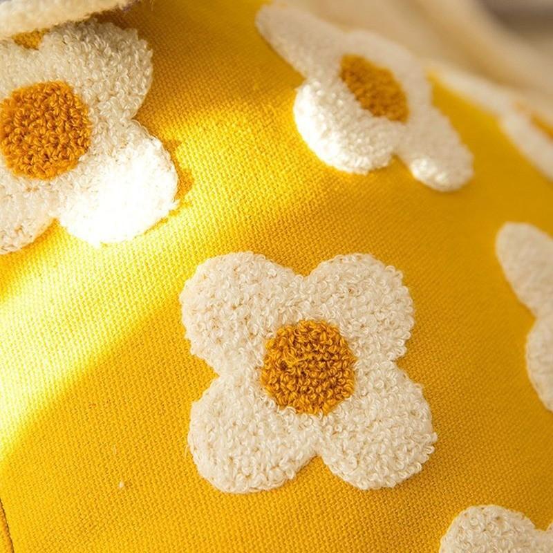 Fresh Daisy Flowers Sofa Pillow Case Ins Style Living Room Sofa Waist Pillow Sleeping Pillow Cushion Bedside Cushion