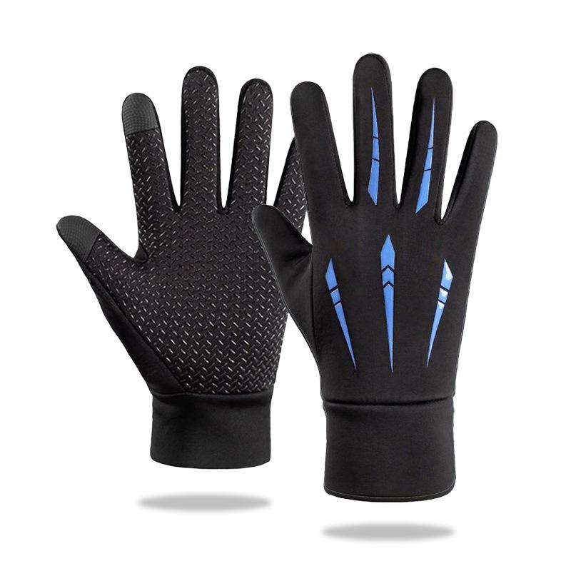 New Autumn and Winter Gloves for Men All Fingers Plus Velvet  Cold and Warm Outdoor Sports  Cycling  Driving Touch Screen Arrow Hand