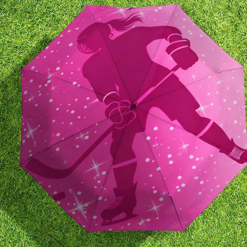 1pc Hockey Player Pattern Umbrella Design Automatic Opening and Closing Umbrella, High-quality Travel Umbrella, c1128236