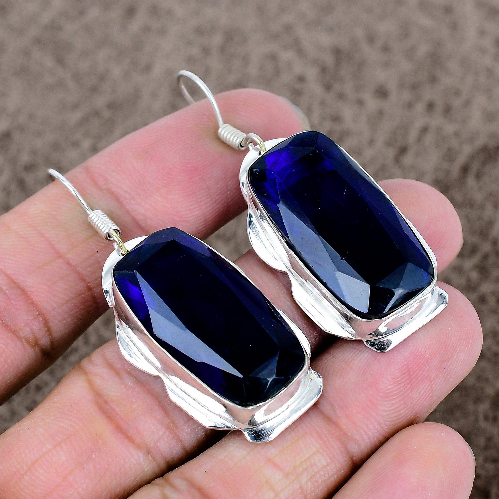 

Blue Topaz Gemstone Handmade 925 Sterling Silver Jewelry Earring 2.17 KKG-630