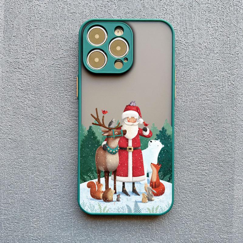 Coques de téléphone de Noël Cartoon de Luxe pour IPhone 11 12 13 Mini Pro Max 14 15 16 Pro Max Plus XS XR X Simple Père Noël Antichoc