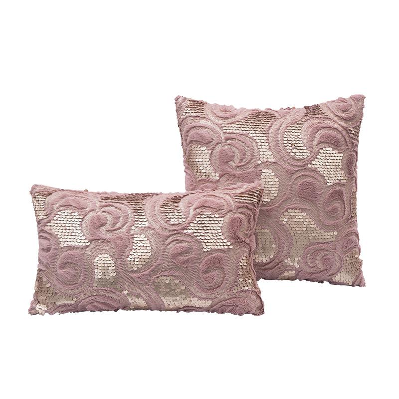 PV Velvet Sequin Embroidered Pillowcase French Light Luxury Metropolitan Pillow Home Living Room Sofa Decoration Pillow Waist Pillow Case