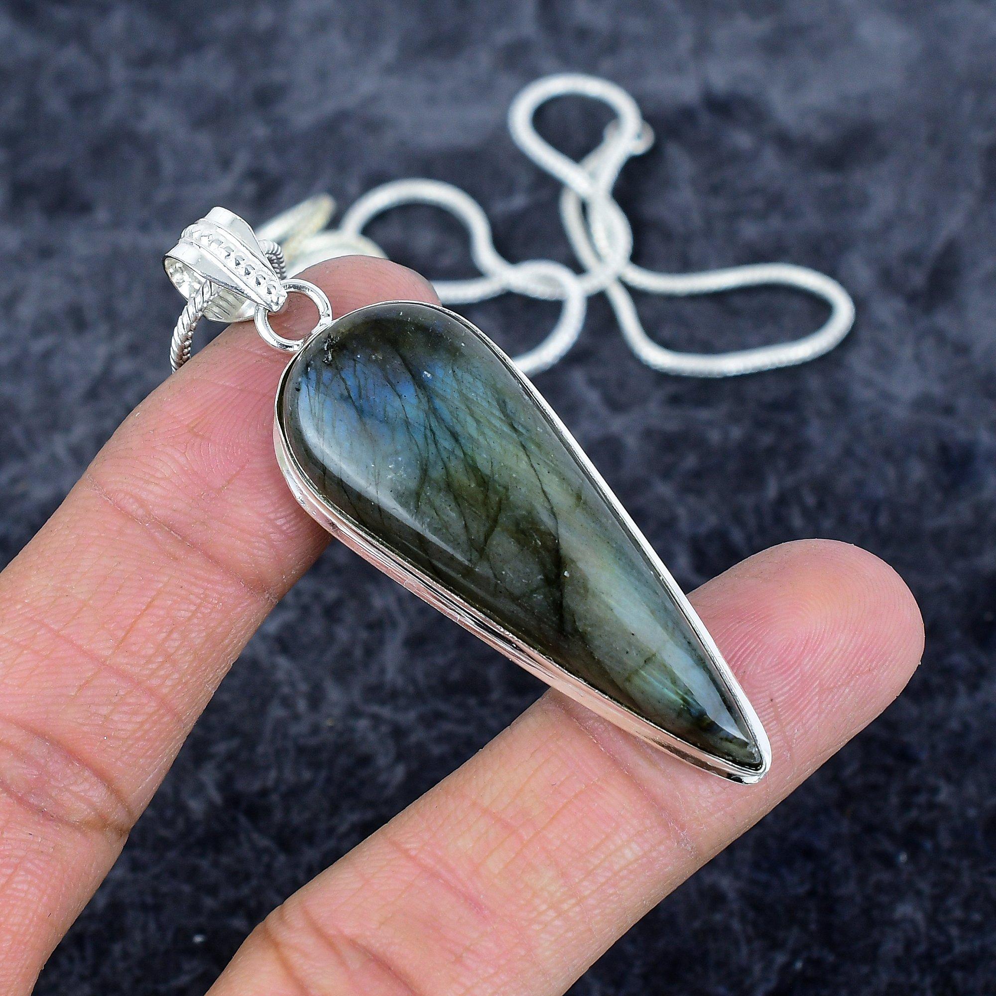 

Labradorite Gemstone Handmade 925 Sterling Silver Jewelry Pendant 2.56 M-2951