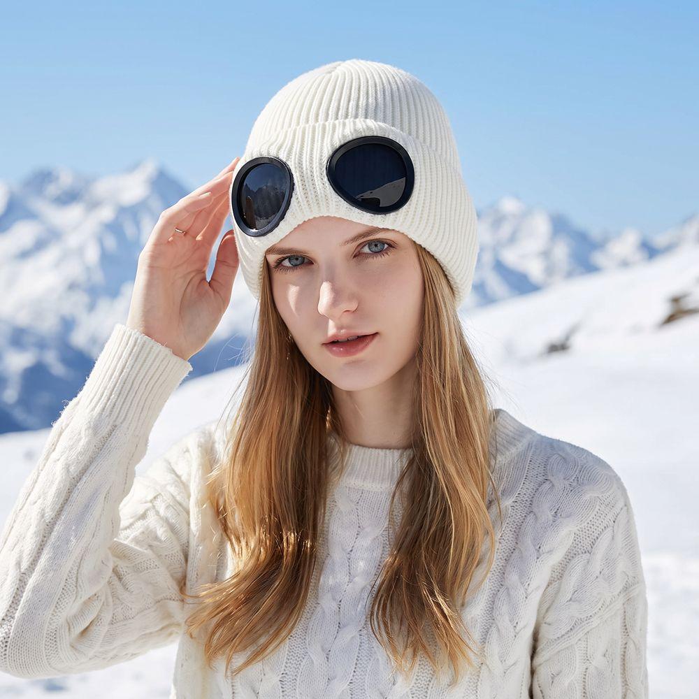 Afneembare Bril Warme Ski Masker Hoeden Winddichte Gebreide Hoed Mode Winter Bril Petten Buiten