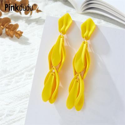 Fashion 6 Color Slender Tassel Petal Drop Earrings Creative Light Luxurious Flower Earring for Women Jewelry PD1548