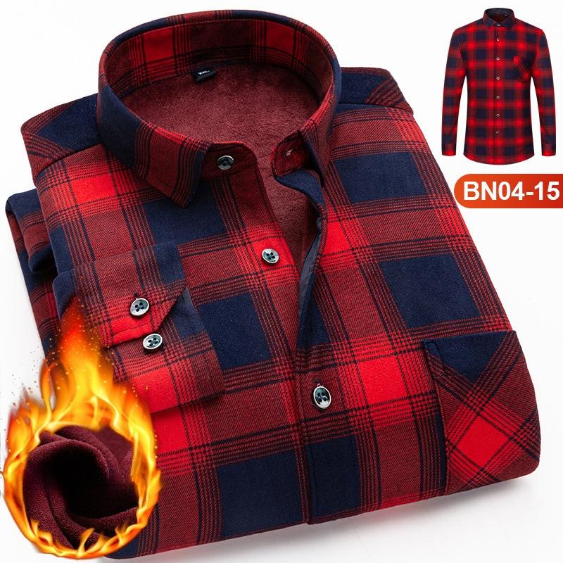 Winter Sherpa Lined Flannel Shirt Jackets for Men Long Sleeve Button Down Fleece Dress Shirts Men's Casual Warm Comfortable Thermal Shirt With Pockets