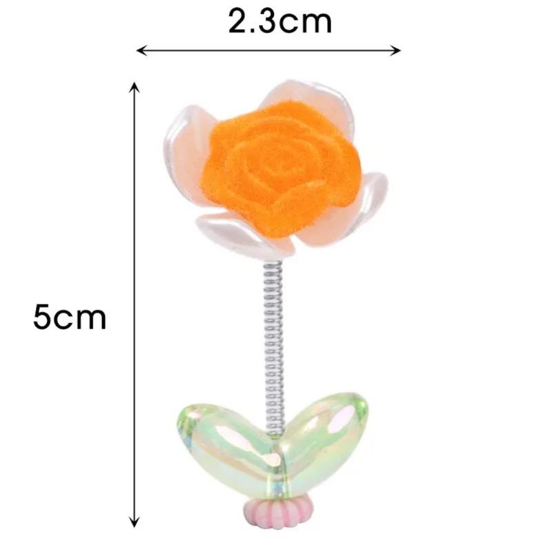 Mini Car Ornaments Car Center Console Spring Shaking Head Rose Decoration Pendant with Double-sided Adhesive Tape Healing Series