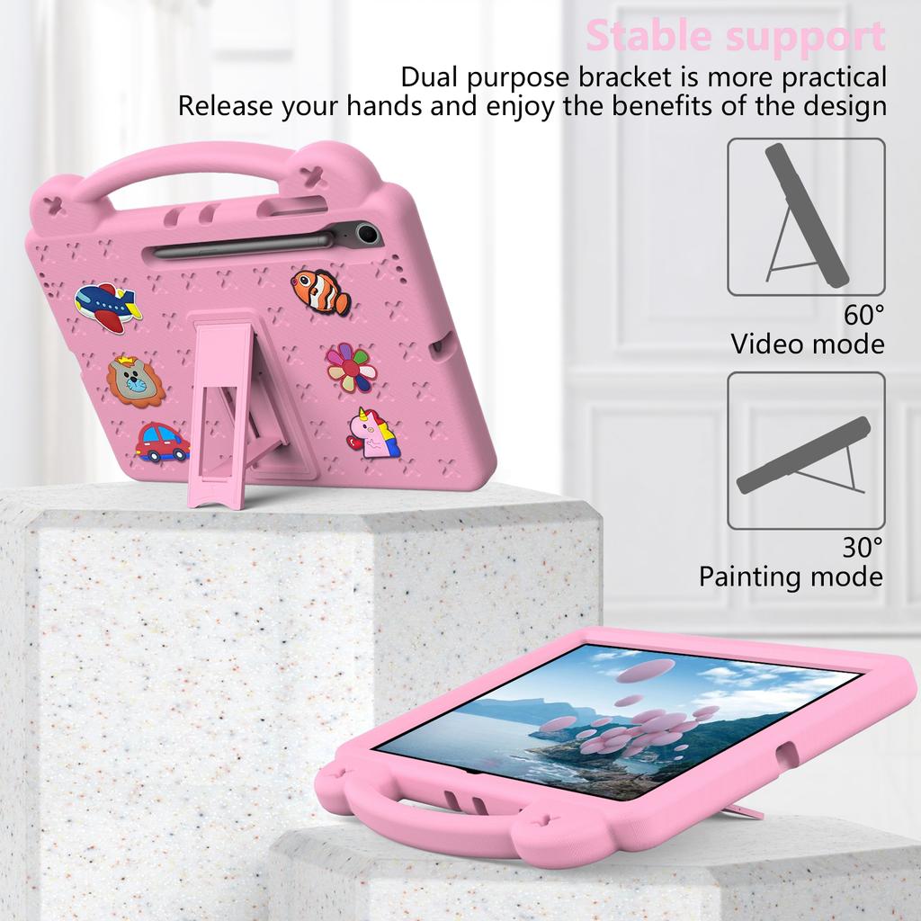For Samsung Galaxy Tab S10 FE+ Case Kids Cartoon Patterns Hand Grip Kickstand Tablet EVA Cover