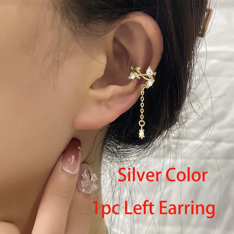 1pc Ear Cuffs Fake Piercing Earrings For Girls Long Chian Tassel Ear Clip Snake Butterfly Women's Jewelry New Ins Fashion EF117