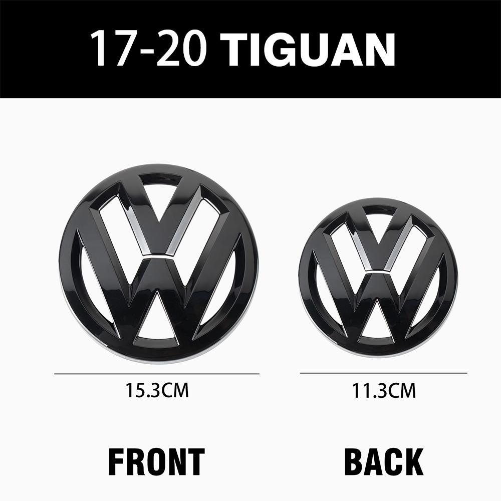 RUN1 1set Glossy black/Matte black Car Front Grill Badge Emblem Stickers Car Logo Accessories For VW Tiguan MK2 2017-2020 Without ACC
