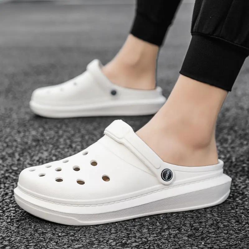 

Модные мюли на полуплатформе, пляжные шлепанцы с отверстиями, уличная мужская обувь из ЭВА, мужские тапочки, стиль 2025, забавный Y2k, повседневный, модный, элегантный, маскулинный 45-46