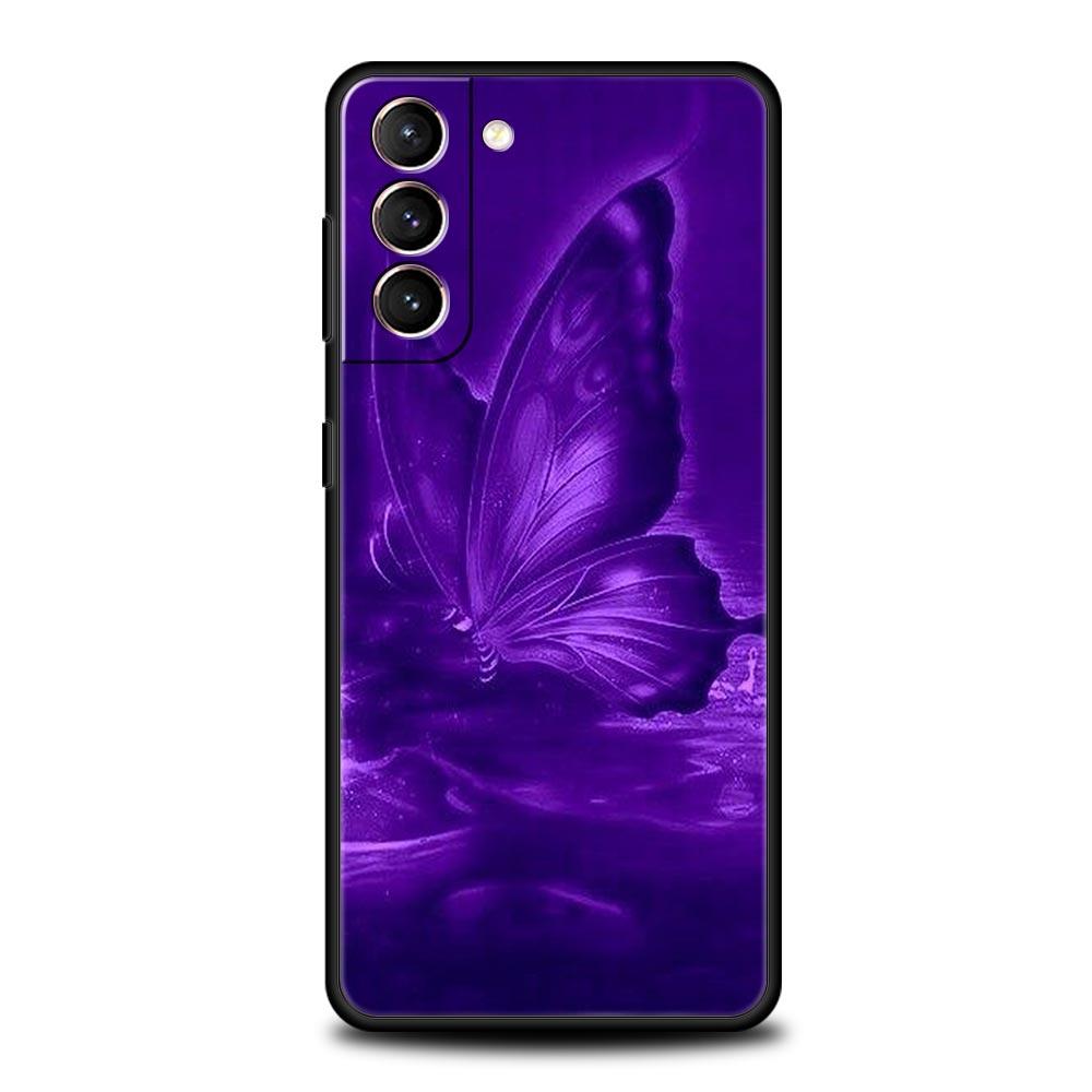 Art Purple Butterfly Phone Case for Samsung Galaxy S26 S25 S24 S23 S22 S20 S21 FE Ultra S25 Edge Plus 5G Soft TPU Cover Fundas