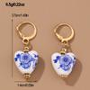 Fashion Blue and White Porcelain Pendant Charm Romance Gold Plated Stainless Steel Women Zircon Gifts
