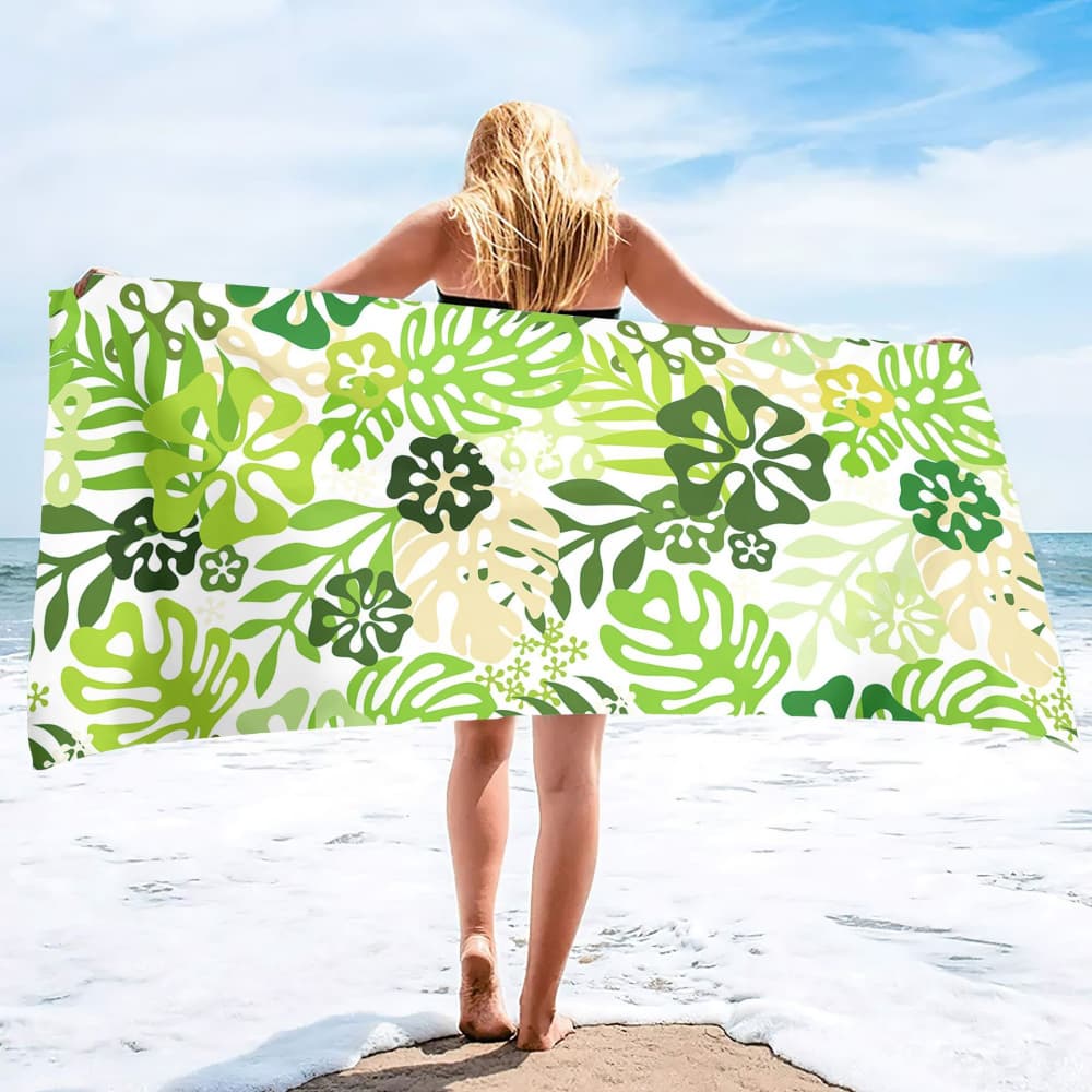Assorted Tropical Print Beach Towel - Palm & Monstera Leaf Designs, Quick-Drying & Sand-Resistant for Beach & Camping