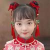 Bell New Year Hair Rope Tassel Chinese Long Hairband Sweet Satin Red Long Headband  Party