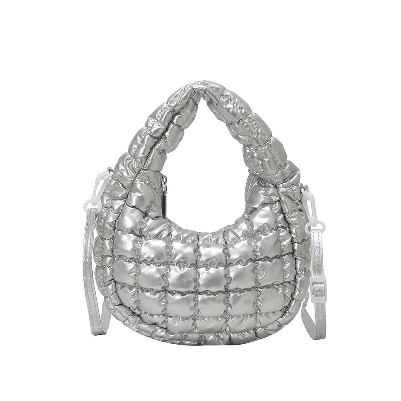 Pleated cloud bag women's autumn and winter new down cott handbag casual versatile bubble shoulder messenger bag
