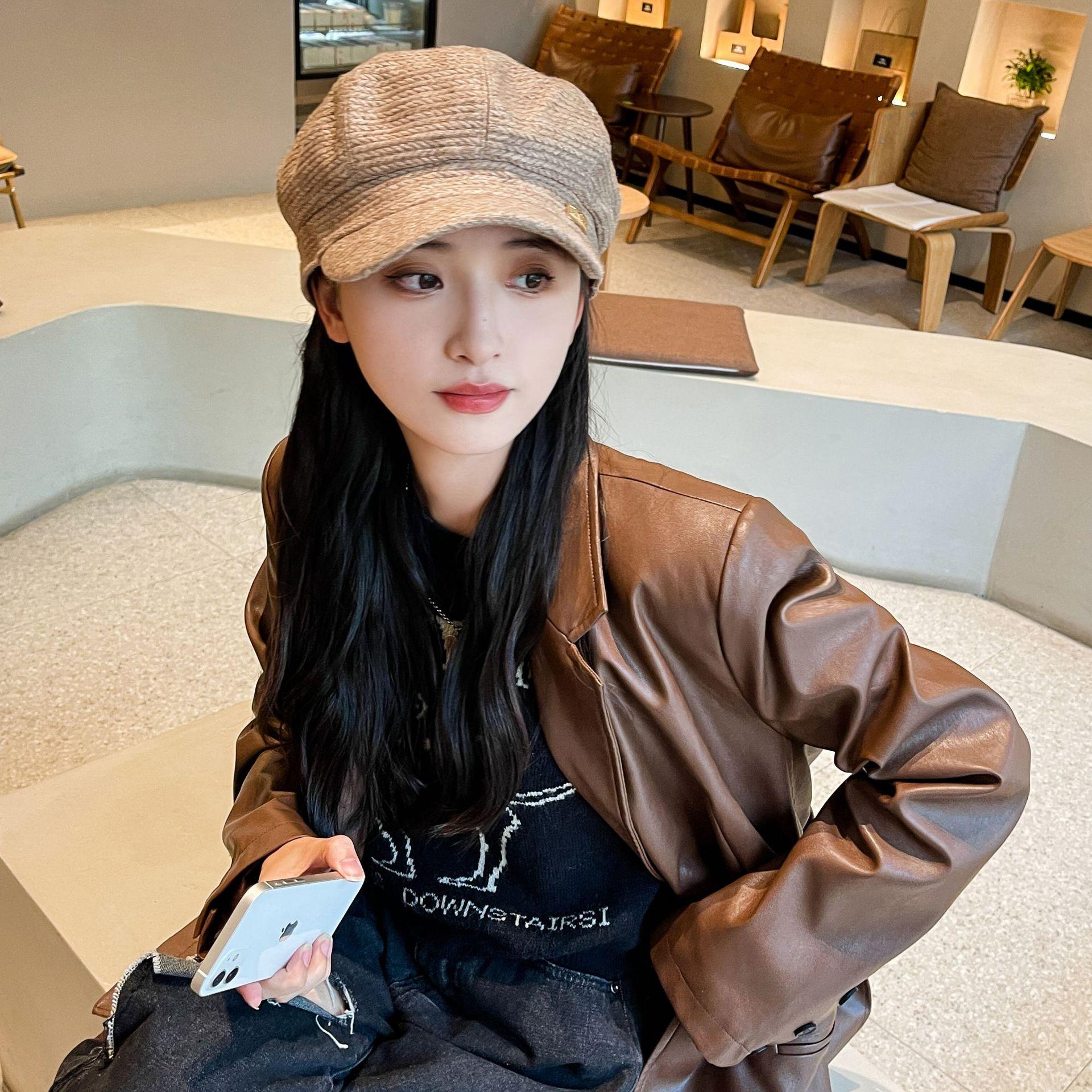 

Beret Children / Retro British Octagonal Hat Korean Edition Fashion Versatile Painter Show Face Small Duck Tongue