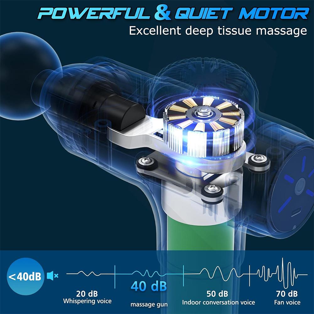 Massage Gun Variable Frequency 5 Levels Fascial gun Dual mode 4x Strike Massager head Massager Body Neck Back Leg Fitness Tool