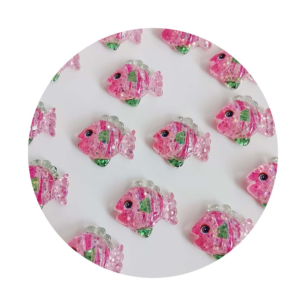100pcs Kawaii Cartoon Glitter Flatback Resin Cabochons Ocean Sea Animals Embellishments for Scrapbooking Jewelry Figurines