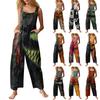 Women's Fashion Halloween Print Casual Vintage Sleeveless Button Jumpsuit
