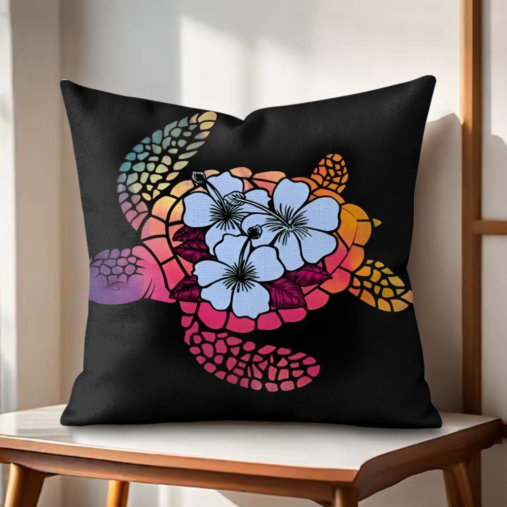 

Hawaiian Sea Turtle Cushion Cover Natural Linen Organic Fabric DoubleSided Printing Couch Pillow Covers Home Decor 30x30cm