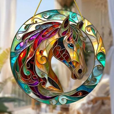 Akrilik At Güneşlik Vitray Efektli Pencere Askı Süsü Atçılık Hediyeleri Anneanne Büyükanne Kadınlar At Severler İçin
