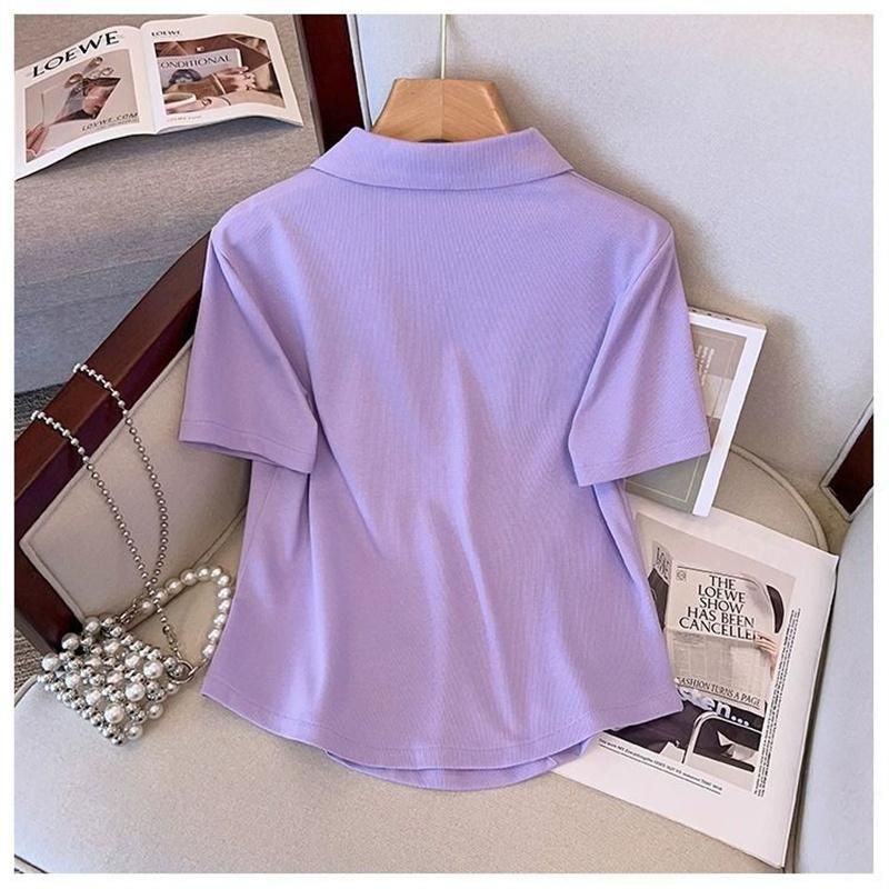 Plus Sizepolo Collar Short Sleeved T-shirt Top Wide Leg Pants Two-piece Set Elegant Women's Casual Temperament Set