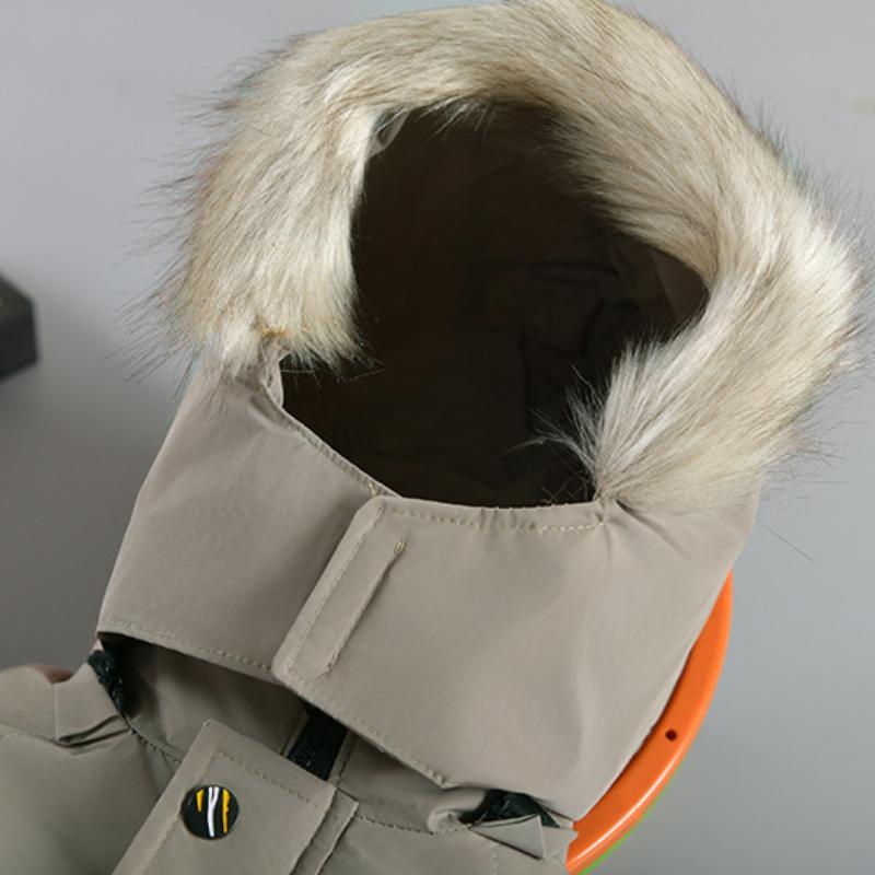 Boys Autumn and Winter Hooded Fur Collar with Plush Thick Coat for Warmth Insulation and Windproof