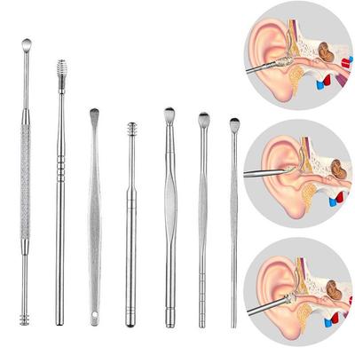6-piece Stainless Steel Earpick Earpick Earpick Convenient Travel Earpick Tool Set Earpick Earwax Adult Earscoop 360-degree Spiral Clean Earwax