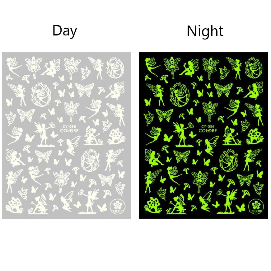 

1 лист светящиеся в темноте сказочная бабочка 3D водонепроницаемые наклейки для ногтей наклейки DIY маникюр украшения