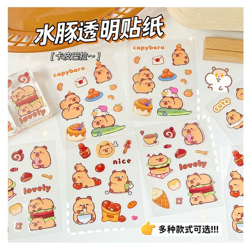 Cute Cartoon Capybara Stickers For Diy Scrapbook Journal Decoration Kids Craft Decals