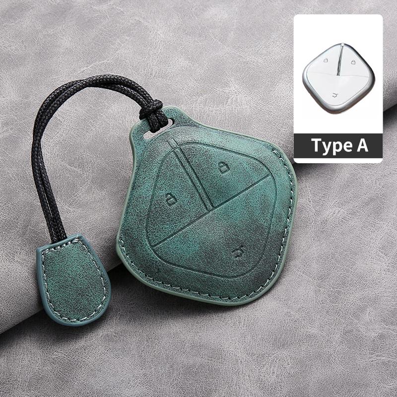 Leather Car Key Case Cover Shell for SGMW Wuling BINGO Airev 2025 for Baojun Kiwi EV Remote Car Key Keychian Accessories