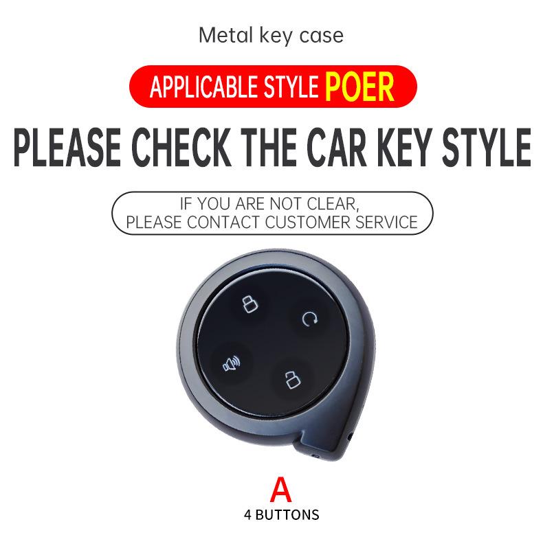 Great Wall Poer EV Pickup Key Cover - Zinc Alloy & Leather Shell