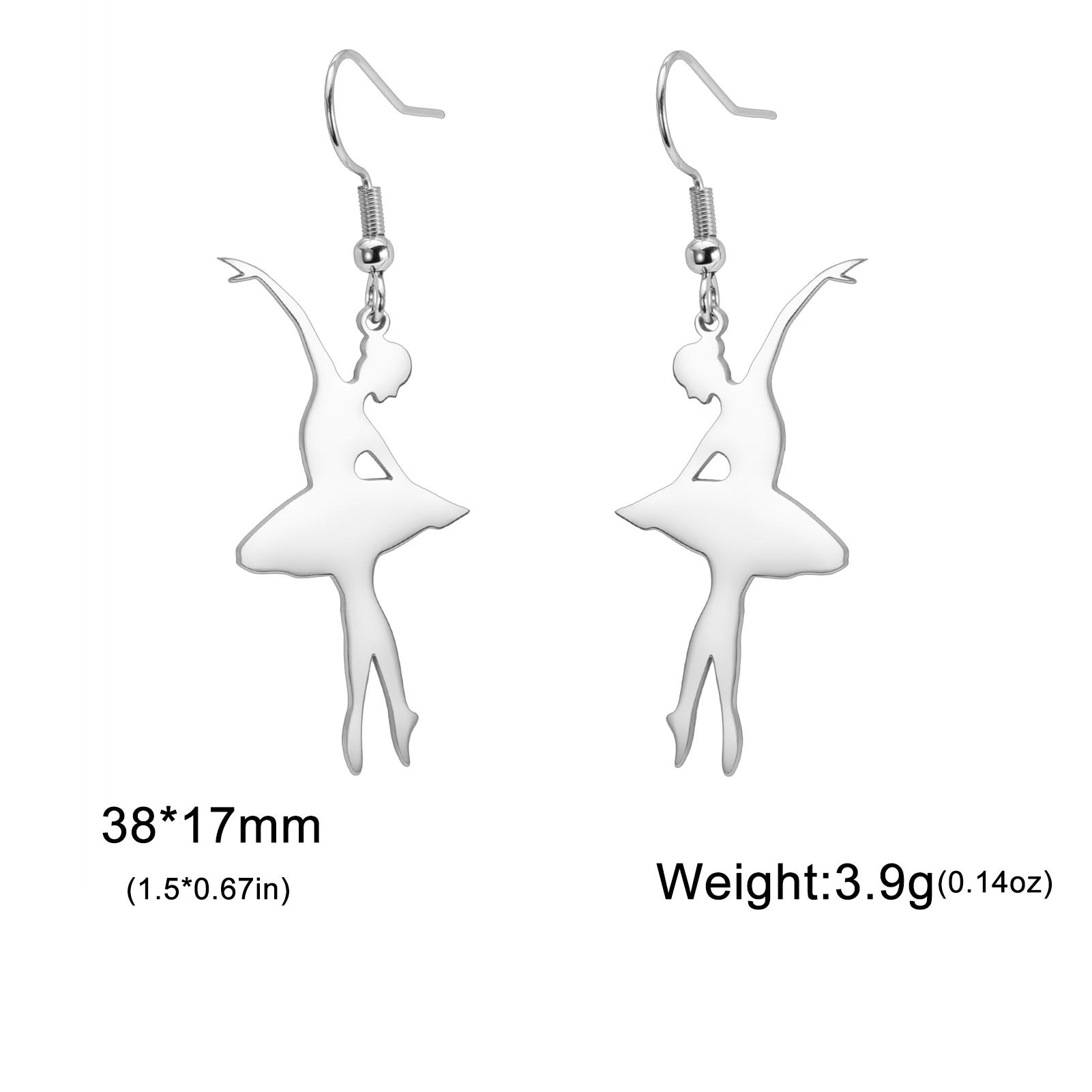Elegant ballet dancer artistic gymnastics hanging earrings stainless steel ballet dance posture women s earrings party jewelry