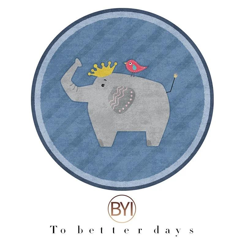 Cute Round Rug Kids Rooms Carpets Bedroom Cartoon Decoration Bedside Rugs Living Room Carpet Study Non-slip Chair Floor Mat