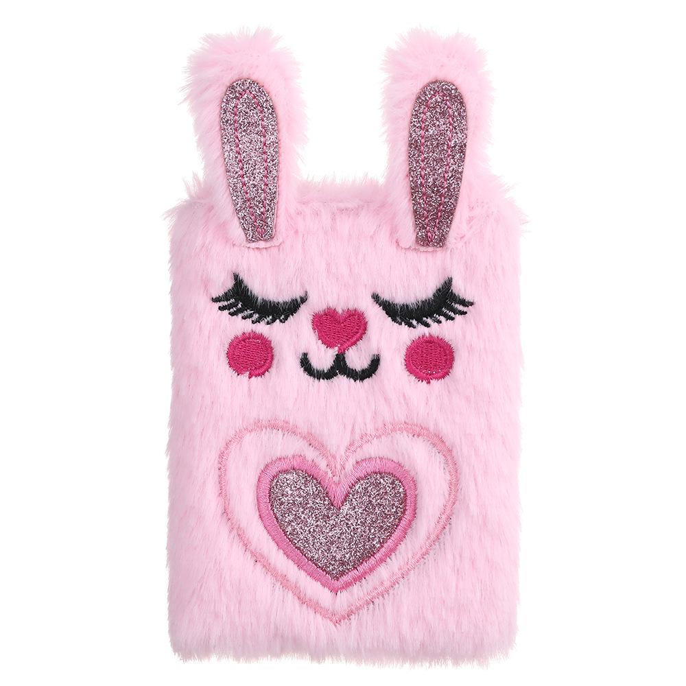 Kids' Cartoon Rabbit Plush Mini Notebook - Portable Diary for Girls