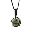 Natural Crystal Tiger Stone Agate Heart-Shaped Love Hand-Woven Mesh Pocket Pendant Necklace N704