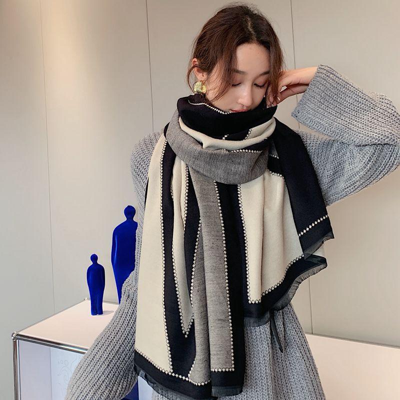 Imitation Cashmere Scarf for Women Long Style Wide Shawl Temperament Versatile and Fashionable Women's Scarf