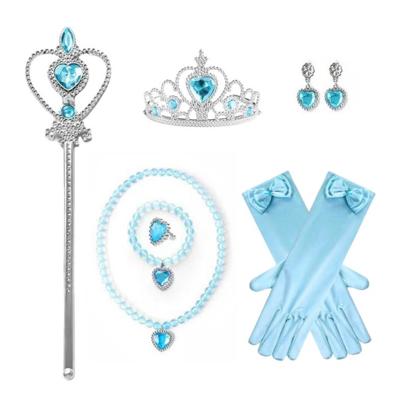 Princess Accessories Gloves Wand Crown Jewelry Set Wig Necklace Braid for Princess Dress Clothing Cosplay Dress UP