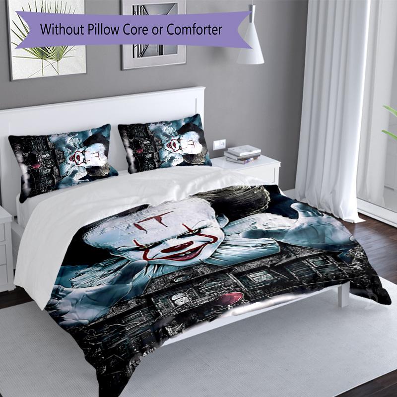 3pcs Pennywise the Dancing Clown pattern bedding set duvet cover set includes duvet cover &pillowcases, perfect all season bedroom decoration & gift